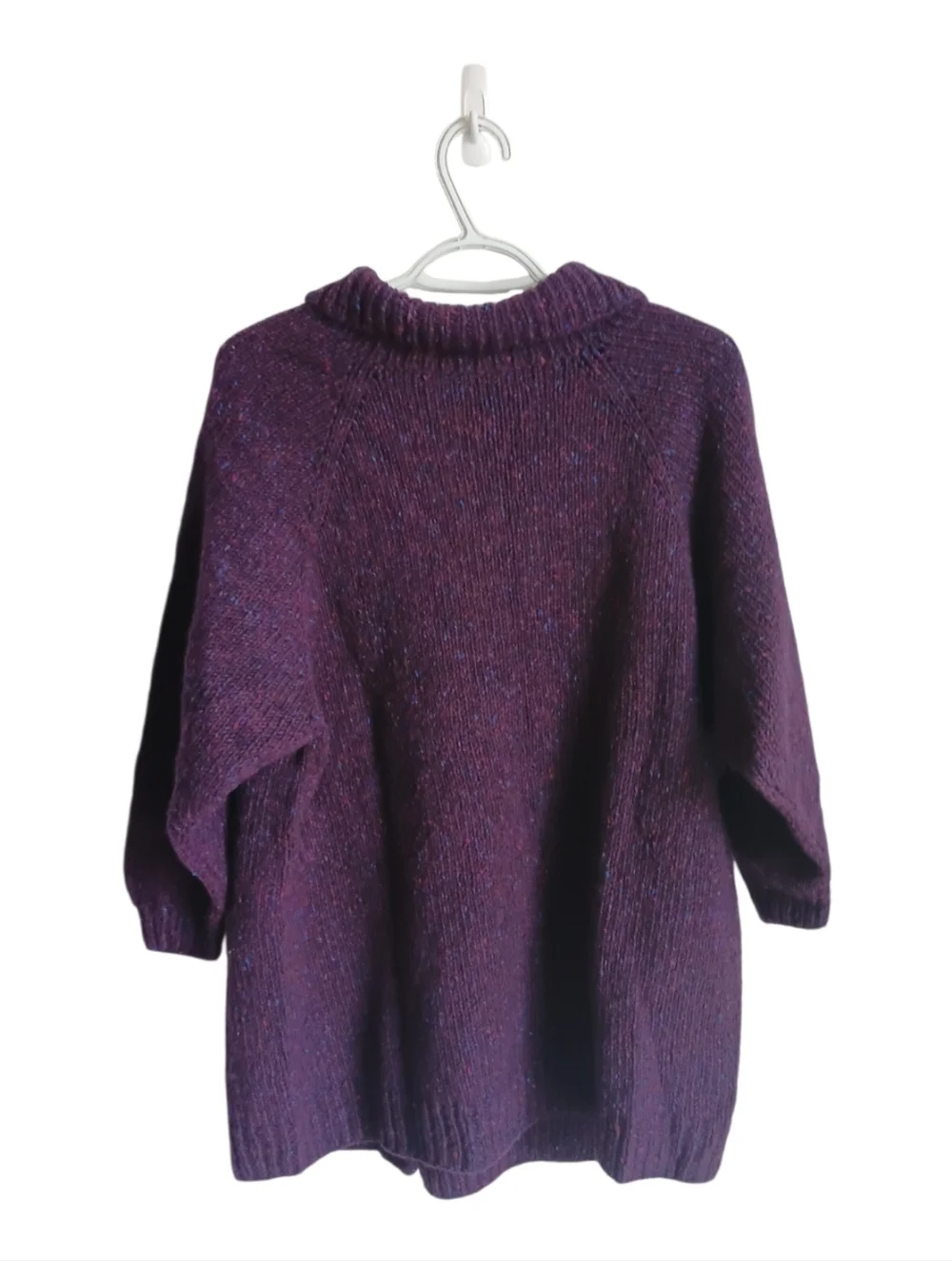 Vintage Handmade Cozy Purple Button-Front Women’s Sweater Cardigan Grandmacore - Picture 2 of 12